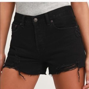 FREE PEOPLE high waisted black denim shorts